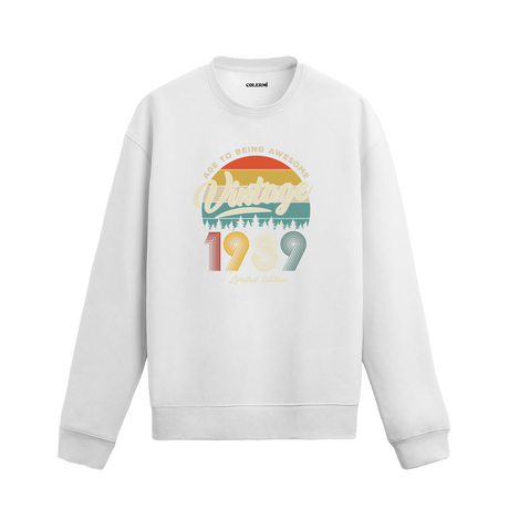 1989 yılı baskılı siyah retro vintage sweatshirt