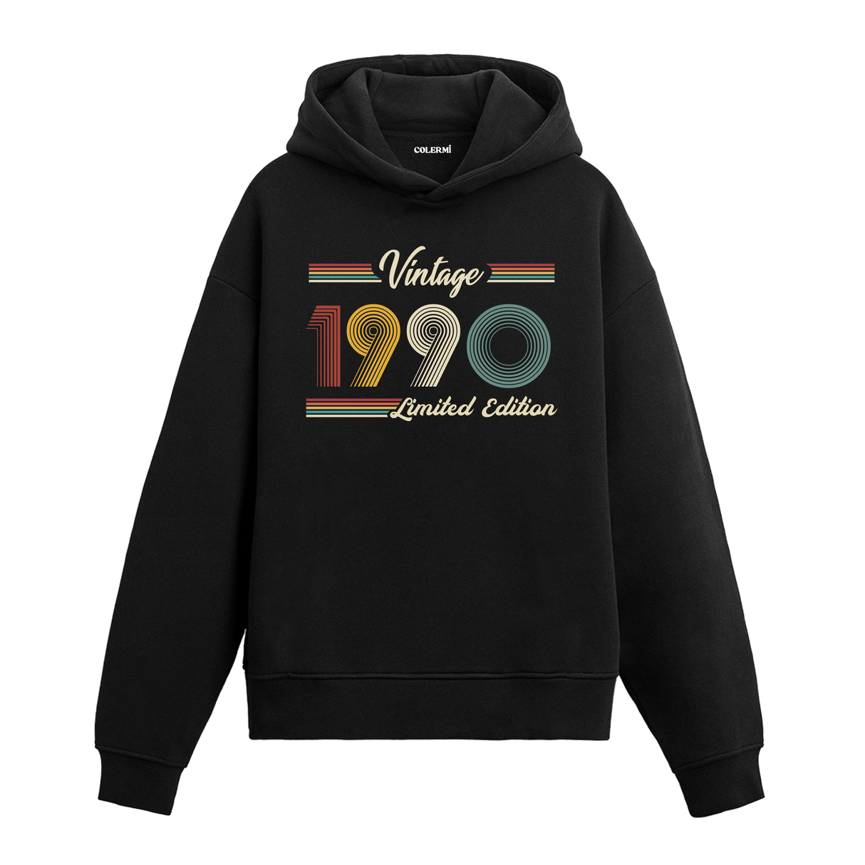 1990 doğumlu kişiler için tasarlanmış siyah klasik vintage hoodie