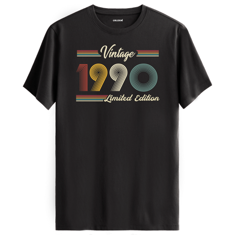 1990 yazılı klasik vintage retro tasarımlı antrasit tişört
