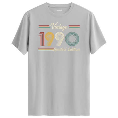1990 yazılı klasik vintage retro tasarımlı gri tişört