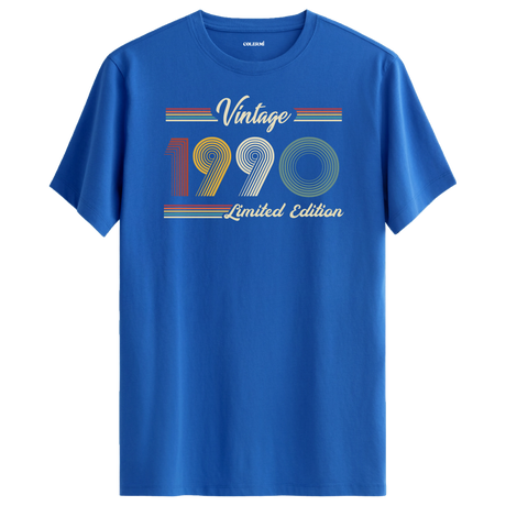 1990 yazılı klasik vintage retro tasarımlı mavi tişört