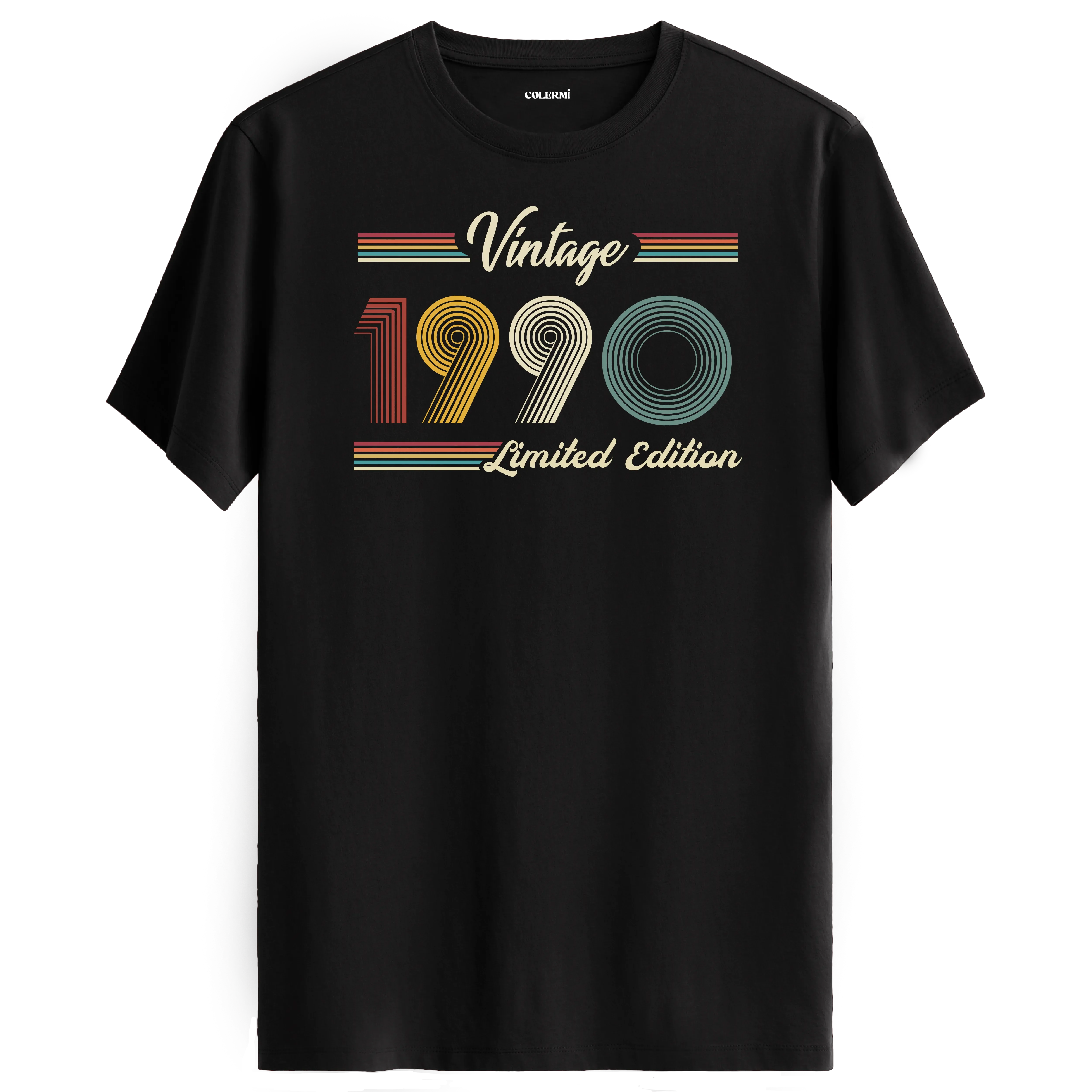 1990 yazılı klasik vintage retro tasarımlı siyah tişört