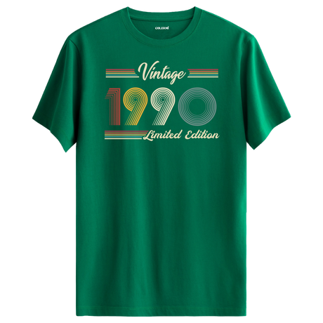 1990 yazılı klasik vintage retro tasarımlı yesil tişört