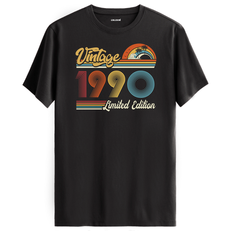 1990 Vintage antrasit tişört, modern görünümüyle farklı bir doğum günü hediyesi seçeneği sunar.