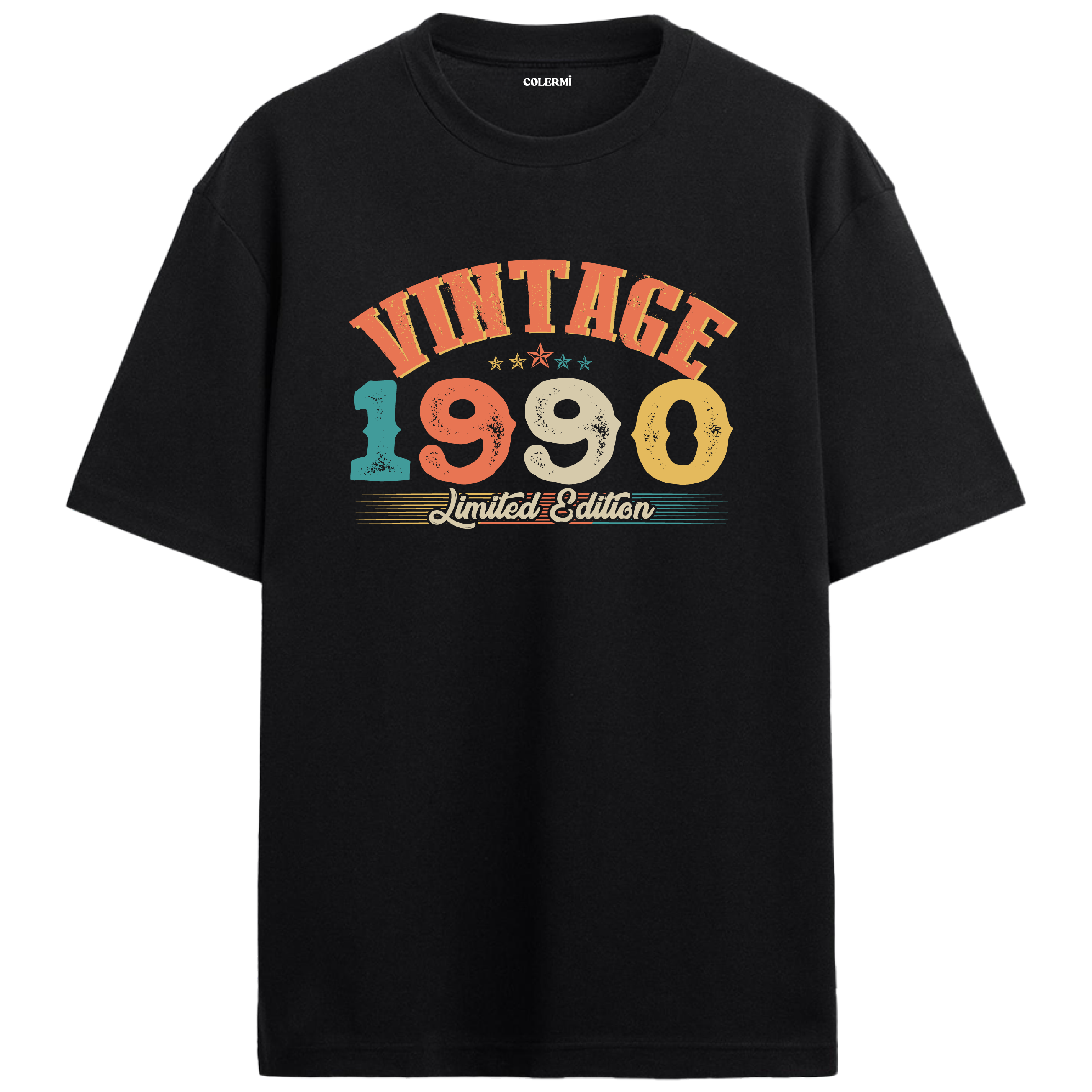 1990 Vintage Echo siyah oversize tişört, pamuk kumaşıyla yumuşak ve rahat bir doğum günü hediyesi seçeneği sunar.