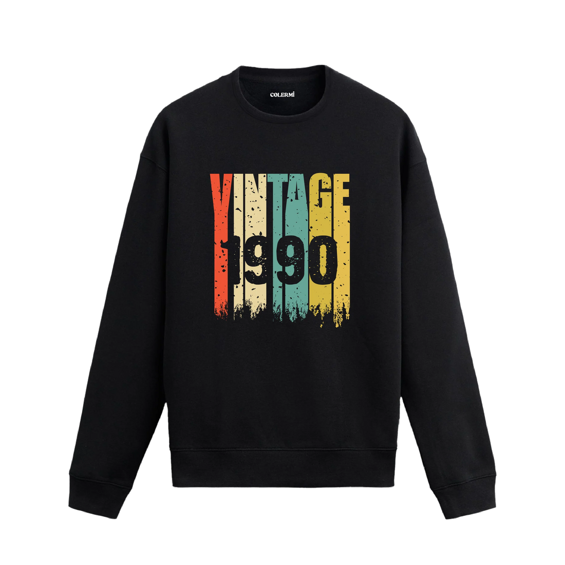 Colermi 1990 Vintage Era baskılı sweatshirt, retro tasarım, premium pamuk kumaş.