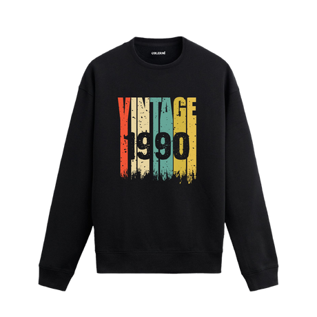Colermi 1990 Vintage Era baskılı sweatshirt, retro tasarım, premium pamuk kumaş.