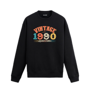 1990 yılına özel siyah Vintage Sweatshirt Echo, retro yıl baskılı sweatshirt modeli.