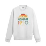 1990 yılı baskılı beyaz retro vintage sweatshirt