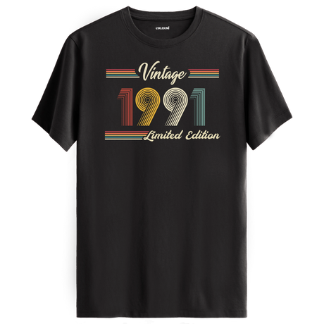 1991 yazılı klasik vintage retro tasarımlı antrasit tişört