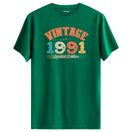 1991 Vintage Echo yeşil tişört, premium pamuk kumaşıyla nostaljik ruhu modern şıklıkla buluşturur.