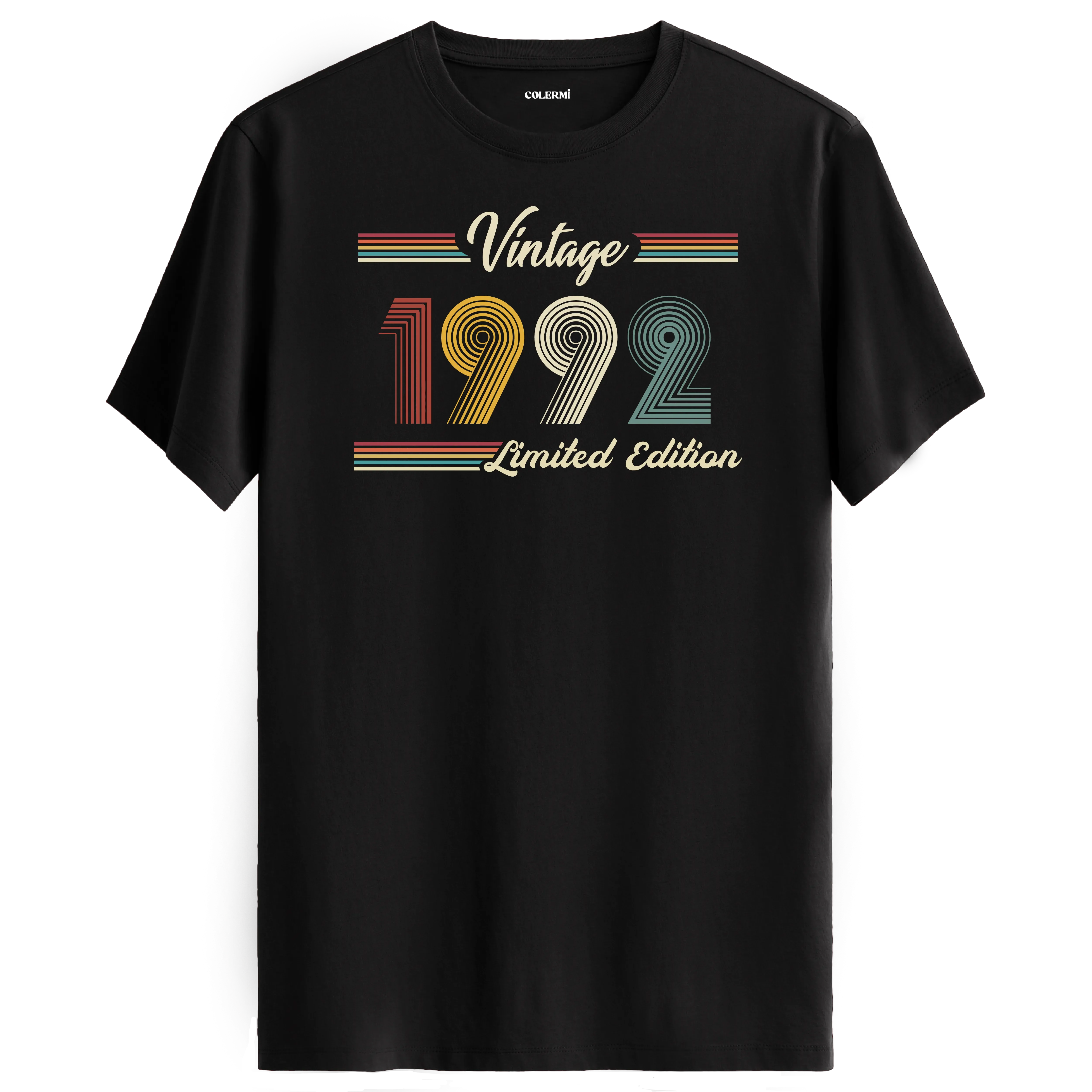 1992 yazılı klasik vintage retro tasarımlı siyah tişört