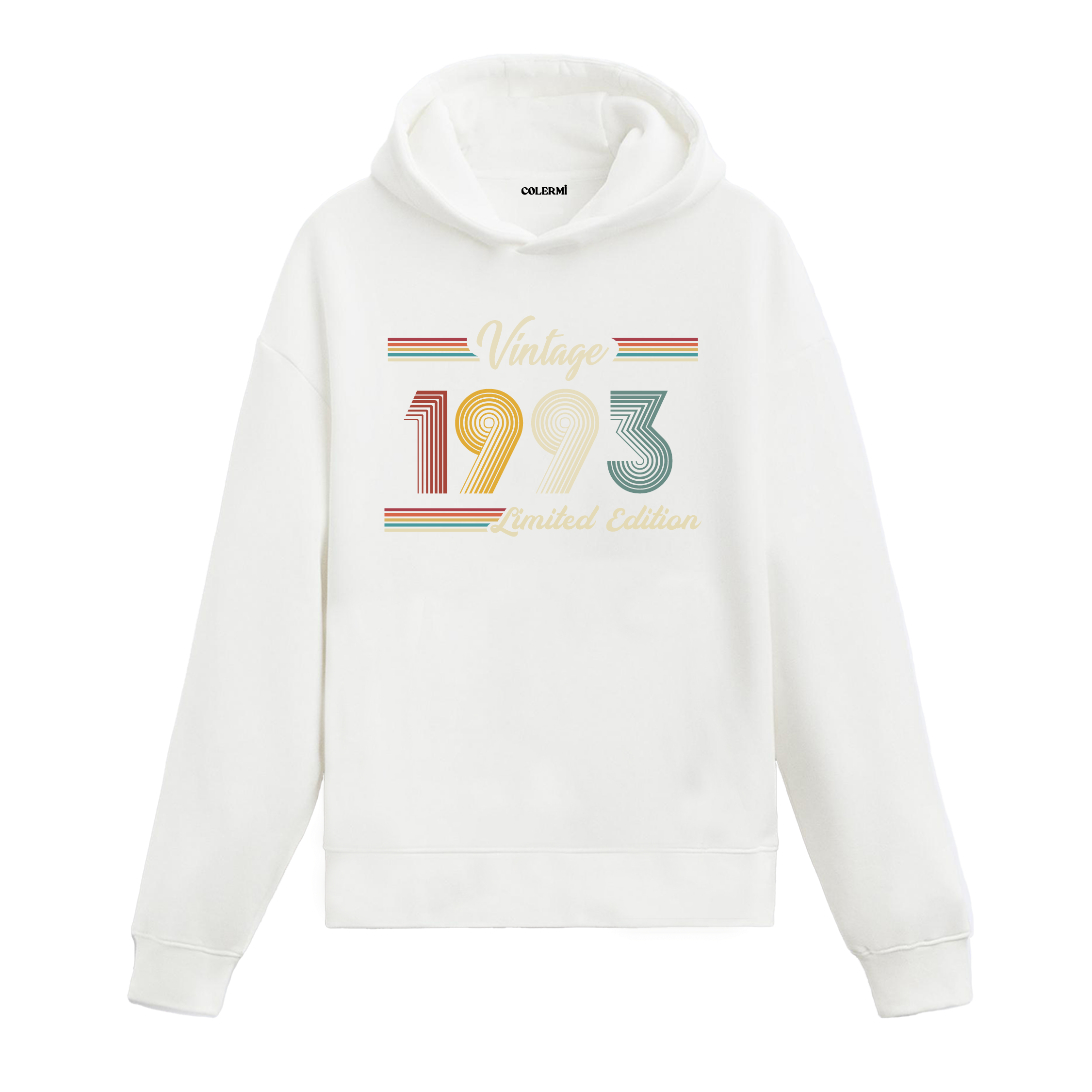 1993 doğumlu kişiler için tasarlanmış beyaz klasik vintage hoodie