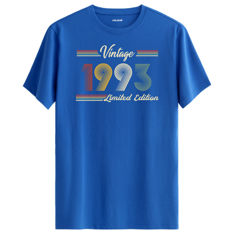 1993 yazılı klasik vintage retro tasarımlı mavi tişört