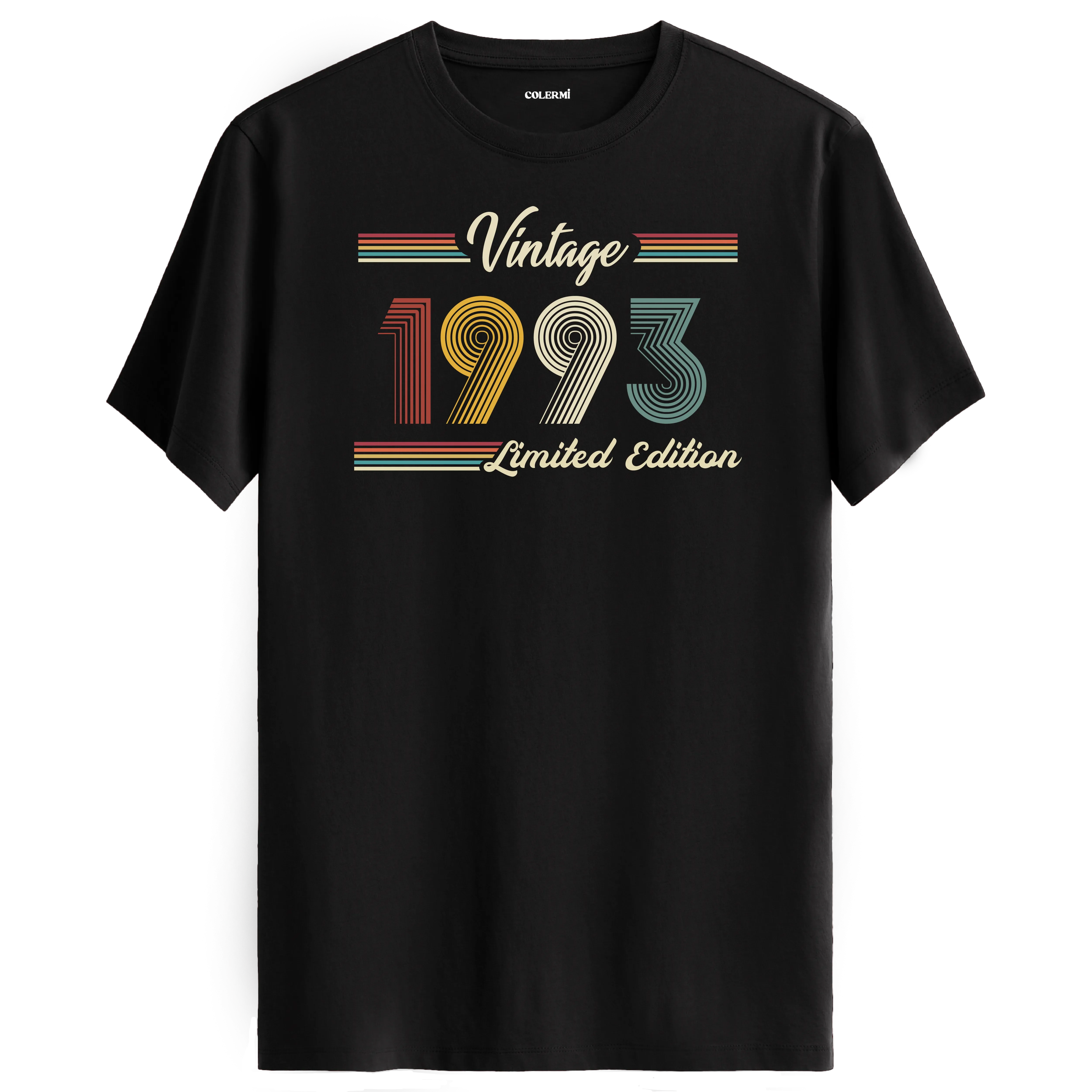 1993 yazılı klasik vintage retro tasarımlı siyah tişört