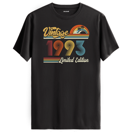 1993 Vintage antrasit tişört, modern ve retro çizgileriyle doğum günü hediyesi olarak tercih edilebilir.