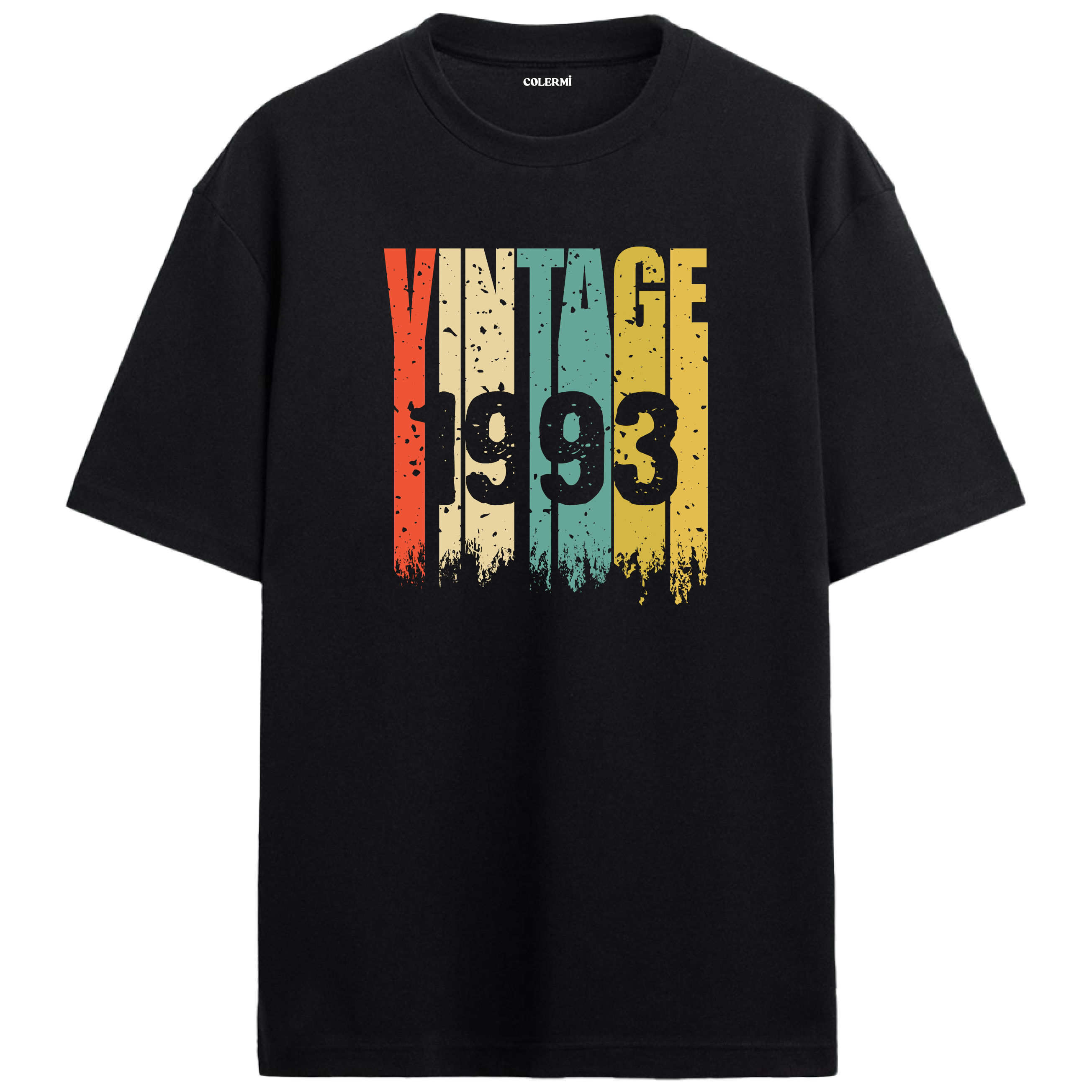 1993 Vintage Era siyah oversize tişört, retro baskısıyla nostaljik bir doğum günü hediyesi seçeneği sunar.