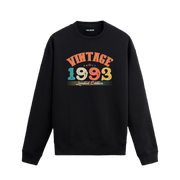 1993 yılına özel siyah Vintage Sweatshirt Echo, retro yıl baskılı sweatshirt modeli.