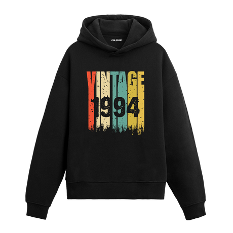 1994 doğumlu kişiler için tasarlanmış siyah Vintage Era hoodie