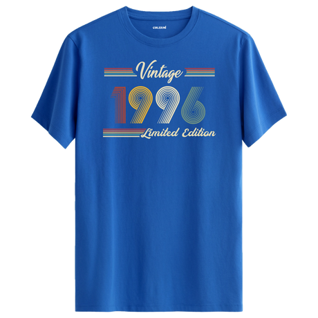1996 yazılı klasik vintage retro tasarımlı mavi tişört