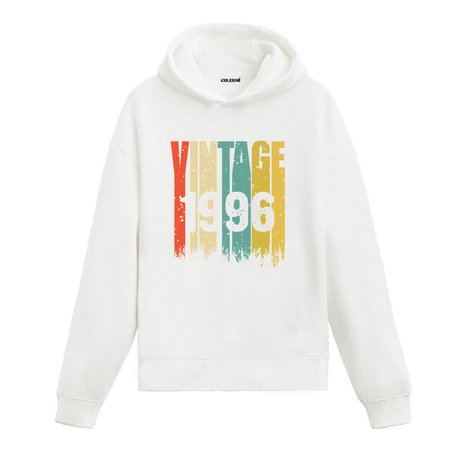 1996 doğumlular için özel tasarlanmış beyaz Vintage Era hoodie
