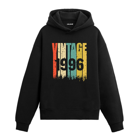 1996 doğumlular için özel tasarlanmış siyah Vintage Era hoodie