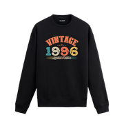 1996 yılına özel siyah Vintage Sweatshirt Echo, retro baskılı sweatshirt modeli.