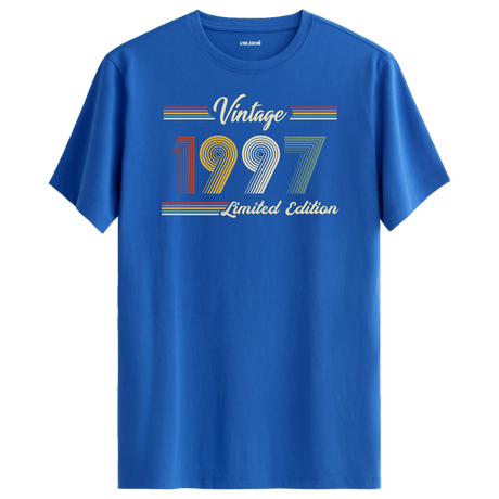 1997 yazılı klasik vintage retro tasarımlı mavi tişört