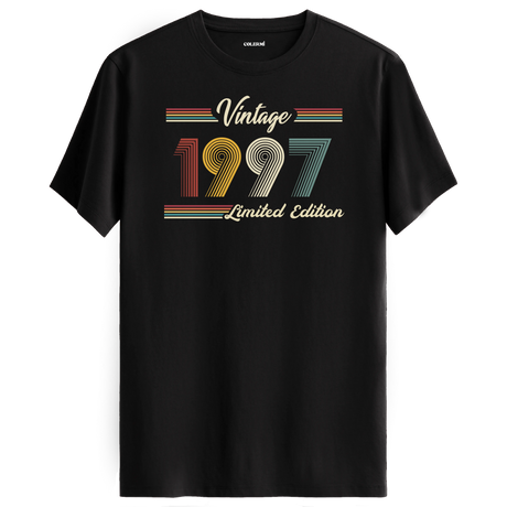 1997 yazılı klasik vintage retro tasarımlı siyah tişört