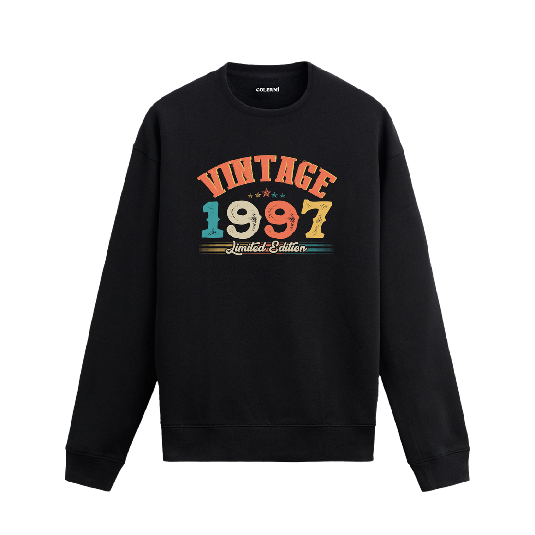 1997 yılına özel siyah Vintage Sweatshirt Echo, retro yıl baskılı tasarım.