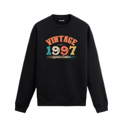 1997 yılına özel siyah Vintage Sweatshirt Echo, retro yıl baskılı tasarım.