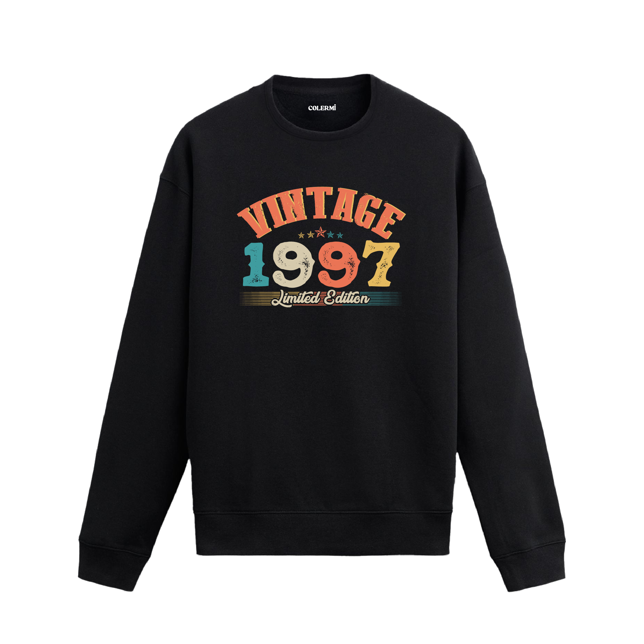 1997 yılına özel siyah Vintage Sweatshirt Echo, retro yıl baskılı tasarım.