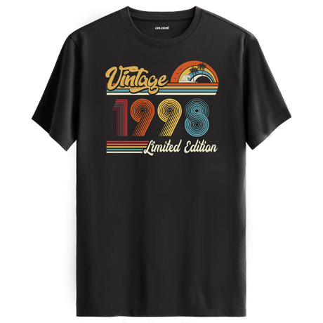 1998 Vintage antrasit tişört, retro detaylarıyla modern bir doğum günü hediyesi olur.