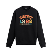 1998 yılına özel siyah Vintage Sweatshirt Echo, retro yıl baskılı tasarım.