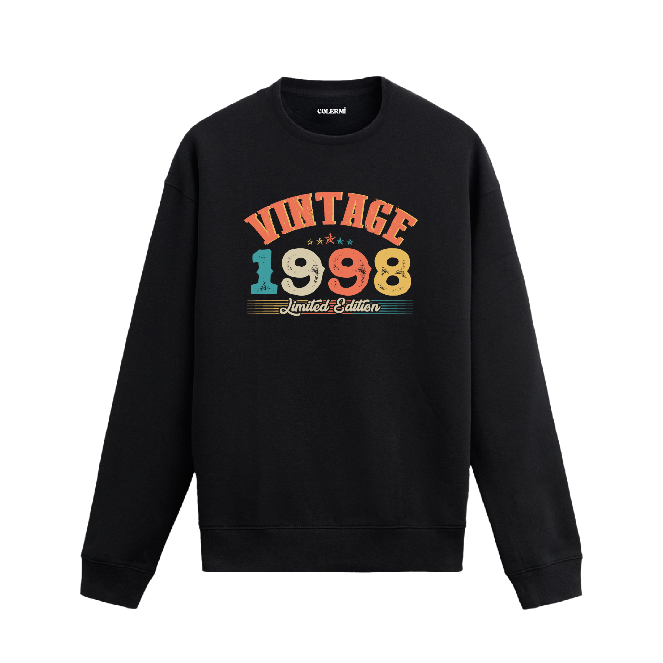 1998 yılına özel siyah Vintage Sweatshirt Echo, retro yıl baskılı tasarım.