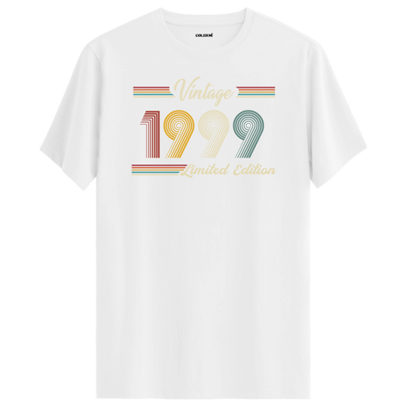 1999 yazılı klasik vintage retro tasarımlı beyaz tişört