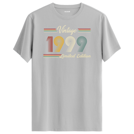 1999 yazılı klasik vintage retro tasarımlı gri tişört