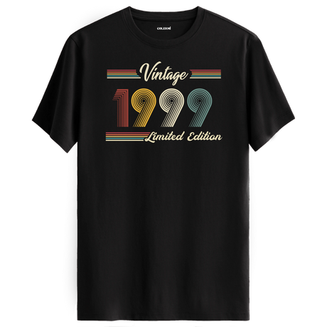 1999 yazılı klasik vintage retro tasarımlı siyah tişört
