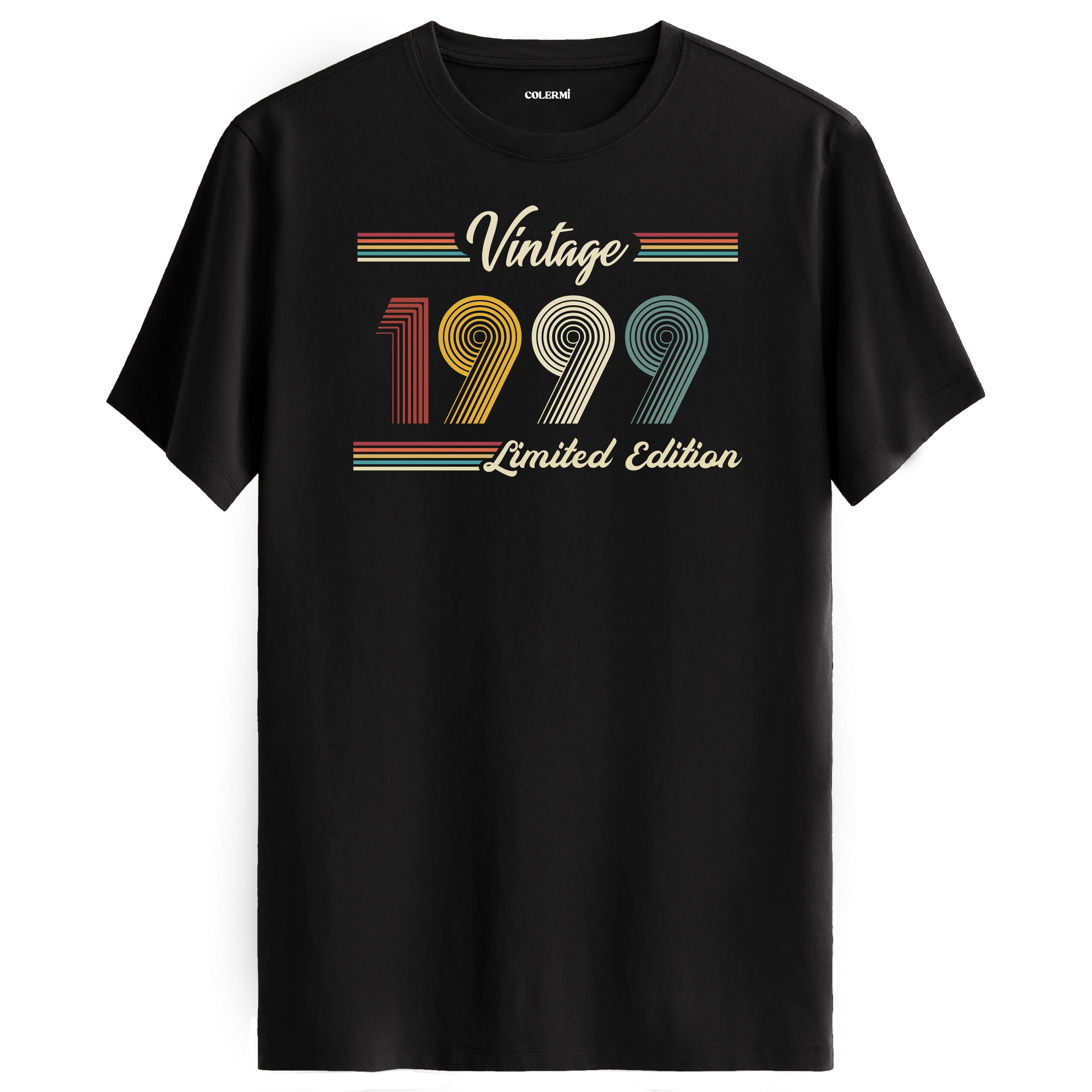 1999 yazılı klasik vintage retro tasarımlı siyah tişört