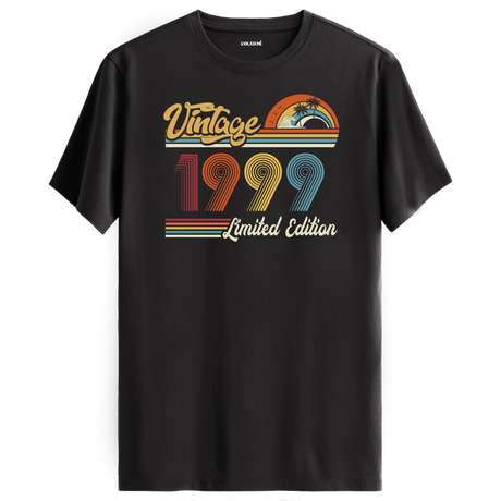 1999 Vintage antrasit tişört, retro detaylarıyla modern bir doğum günü hediyesi olur.