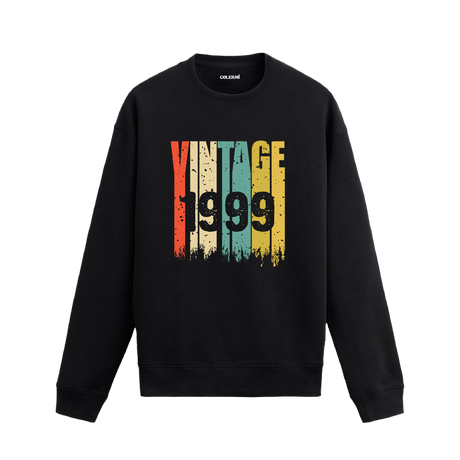 Colermi 1999 Vintage Era Sweatshirt, retro tasarımlı, premium pamuk kumaştan üretilmiş siyah sweatshirt.