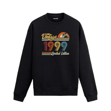 1999 Vintage sweatshirt, retro baskılı siyah sweatshirt