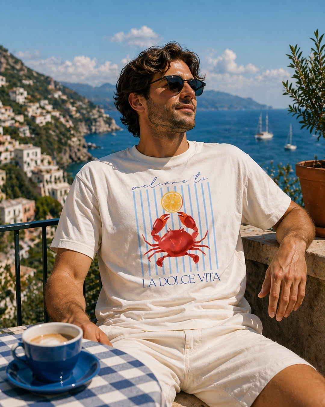 La Dolce Vita - Yengeç Baskılı Oversize Tişört