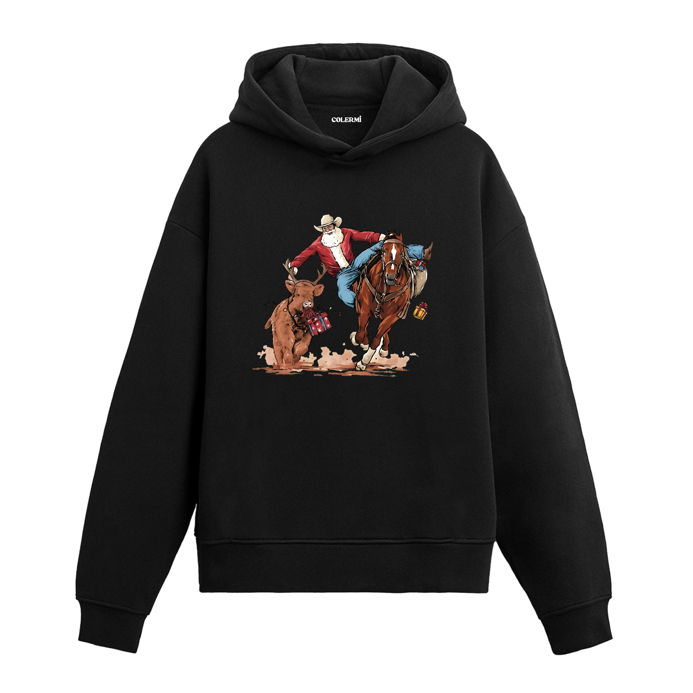At Üzerinde Kovboy Tasarımlı Hoodie | Colermi