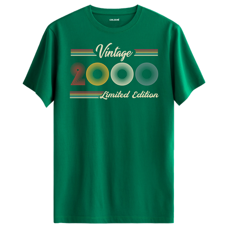 2000 yazılı klasik vintage retro tasarımlı yesil tişört