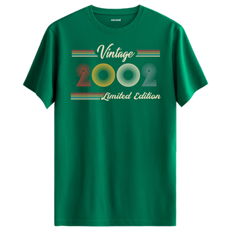2002 yazılı klasik vintage retro tasarımlı yesil tişört