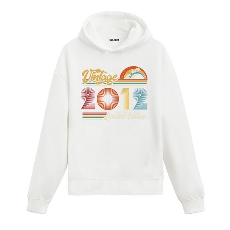 2012 doğum tarihli retro baskılı beyaz vintage hoodie