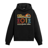 2012 doğum tarihli retro baskılı siyah vintage hoodie