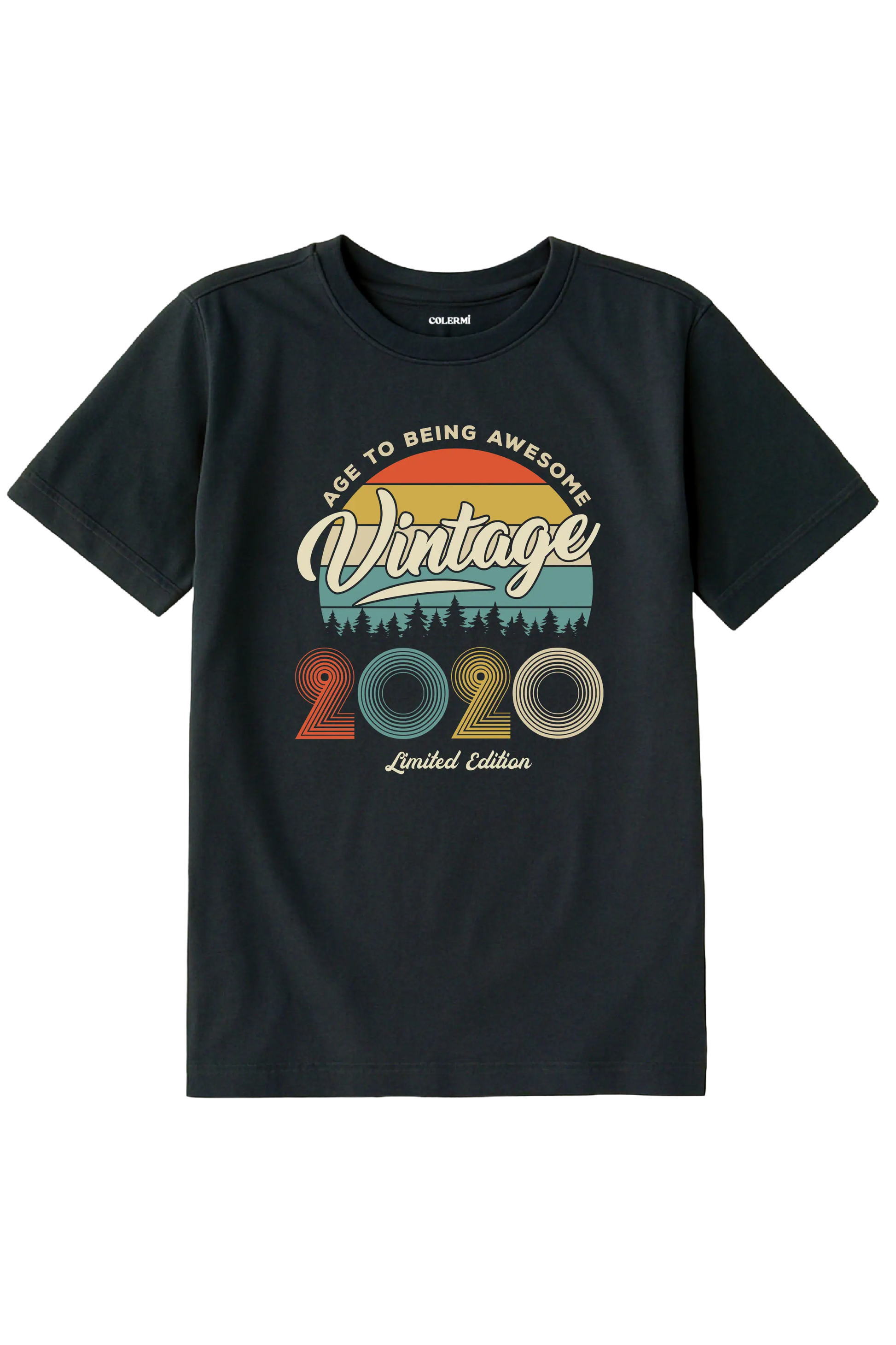2020 doğum tarihli vintage çocuk tişört nostalji tasarım