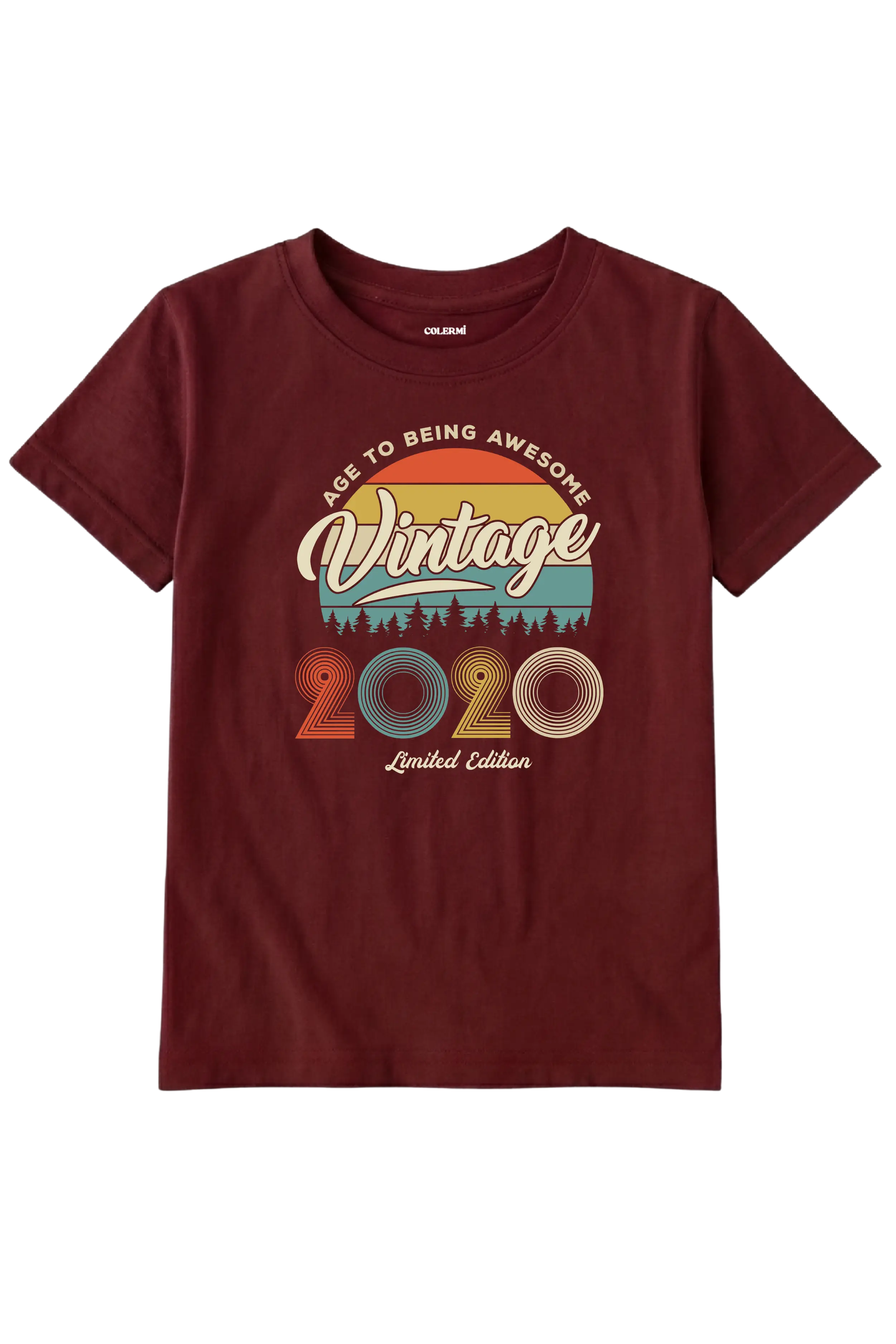 2020 doğum tarihli vintage çocuk tişört nostalji tasarım
